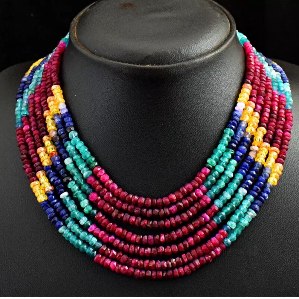 500 carats of Natural mined gemstone necklace - Ruby, sapphire, emerald, citrine - Picture 2 of 6